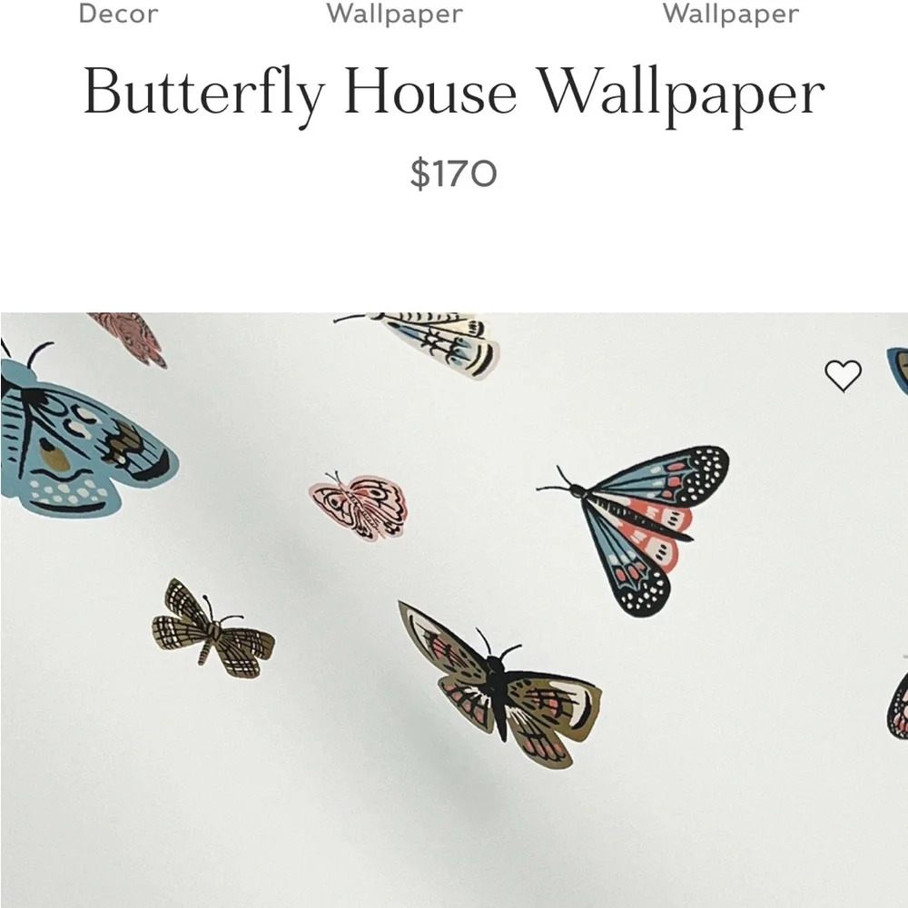 2 Rolls: Rifle Paper Company Butterfly House Wallpaper (White)